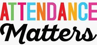 Colorful text reads "Attendance Matters" in bold font, emphasizing the importance of being present.