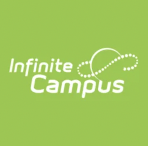 Logo of Infinite Campus on a bright green background, featuring the text "Infinite Campus" in white.