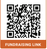 QR code for a fundraising link, with a label indicating its purpose.