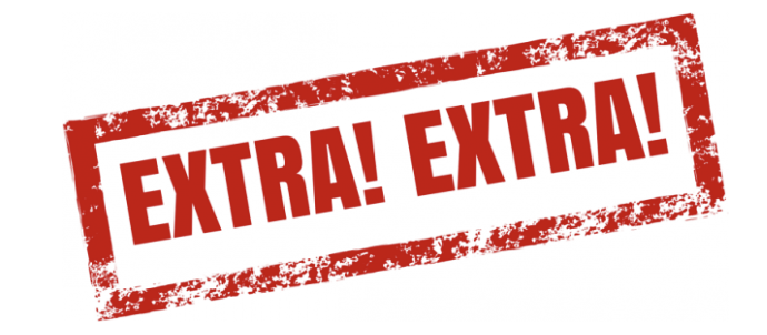 Red stamp with the words "EXTRA! EXTRA!" in bold letters, indicating breaking news or important announcements.