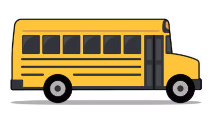 Ilustración de un autobús escolar amarillo visto de perfil, con varias ventanas y ruedas negras.